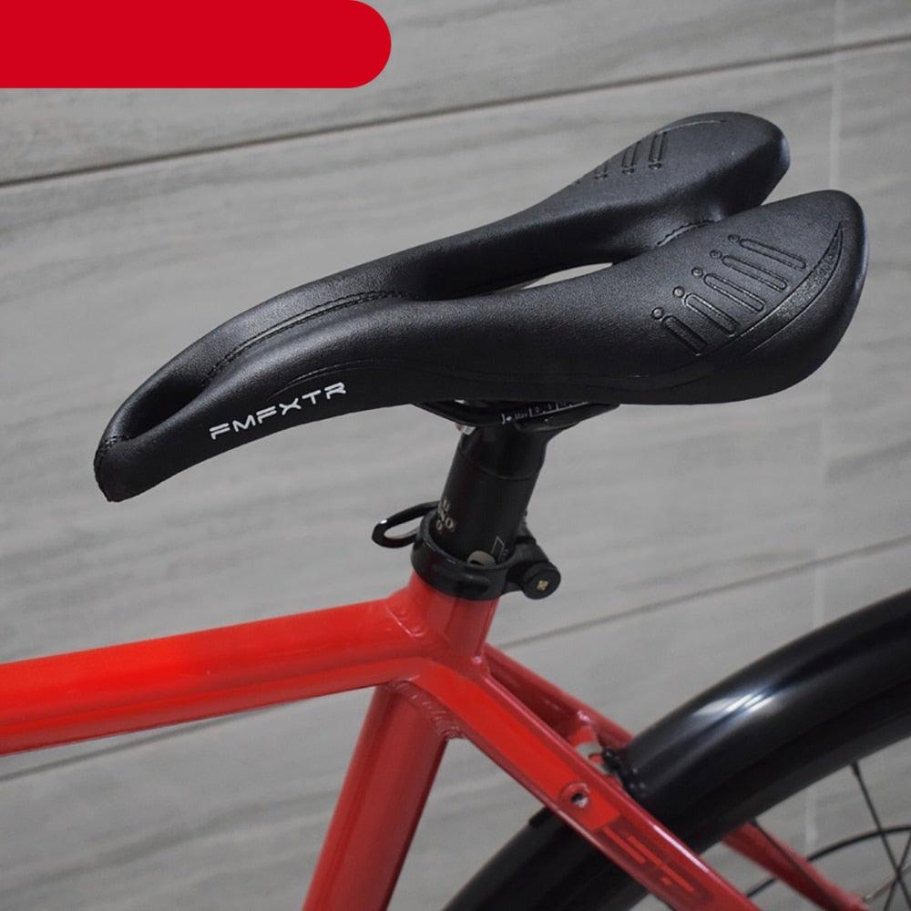 Bike Saddle Breathable Mountain Bike Seat PU Leather Bicycle Seat Cushion Sponge Filled Comfortable Cycling Saddle Replacement Soft Padded With Shock Absorbing Waterproof For Mountain Bike Road Bike