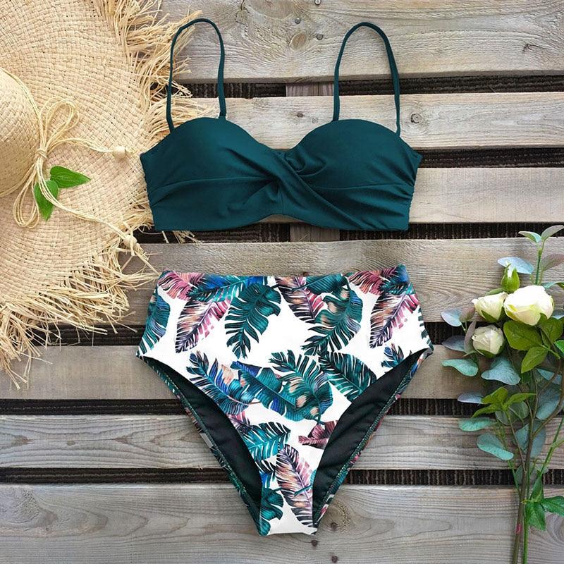 Bikini Female Swimsuit Women Swimwear Push Up Bikinis Set High Waist Swimming Suits Two Piece Set Women Swimsuit Solid Printed Bikini Push-Up Pad Swimwear Set Beachwear Ruffled Bathing Suit