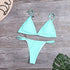 Bikini New Summer Solid Bikini Set Low Waist Swimwear Women Bathing Suit Swimsuit Female Cheeky Bikini Swimsuit Triangle Two Piece Basic Solid Thong Tanning Suits