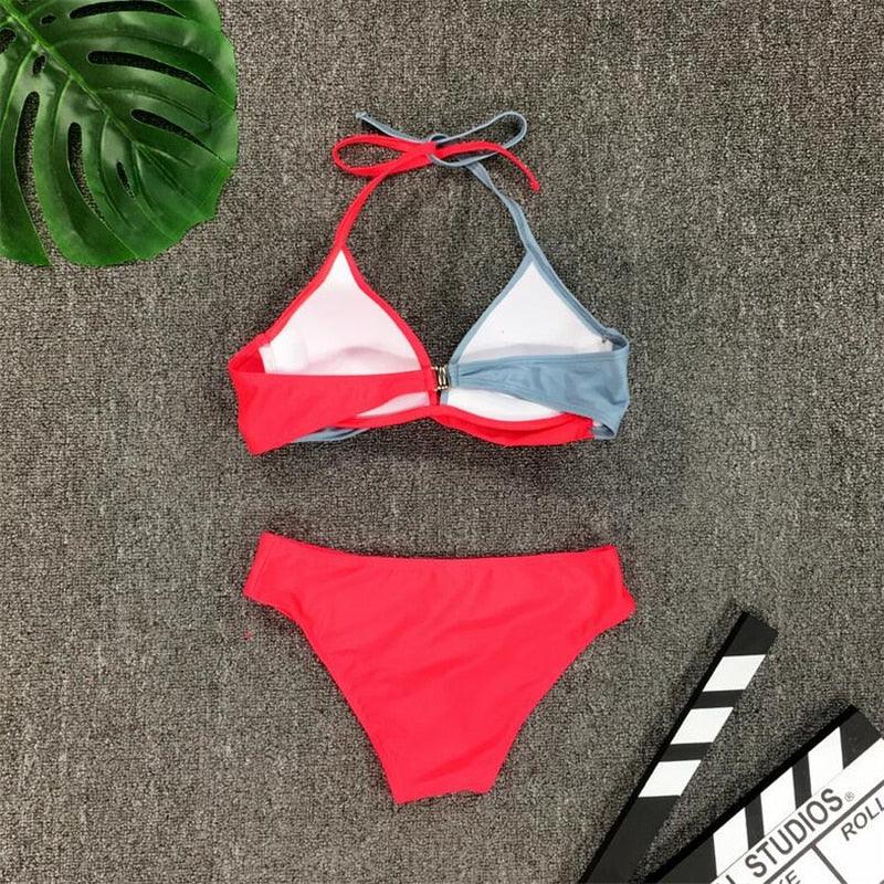 Bikini Pad Push Up Swimwear Women Swimsuit Bath Suit Bikini Set Beachwear Two Piece Costume Summer Bikini Women's Push Up Bathing Suits Swimsuits Halter Bandage Two Piece Bikini