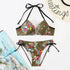 Bikini Push Up New Swimwear Women Print Floral Bikinis Set Swimsuit Bathing Suit Two Piece Summer Beach Wear Floral Leaf Print Bikini Set Padded Lace Up Straps Bikini Beach Swimsuit