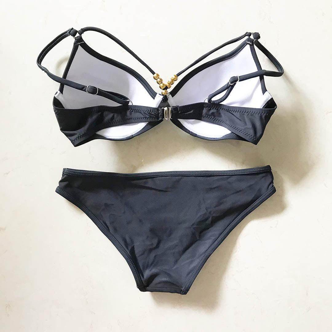 Bikini Push Up Swimsuit Female Swimwear Women Two-pieces Bikini set Bra Cup Bather Bathing Suit Swim Lady Triangle Bikini T-Back 2 Pieces Bandeau Swimsuit V Neck Swimwear Halter Push Up Bathing Suit