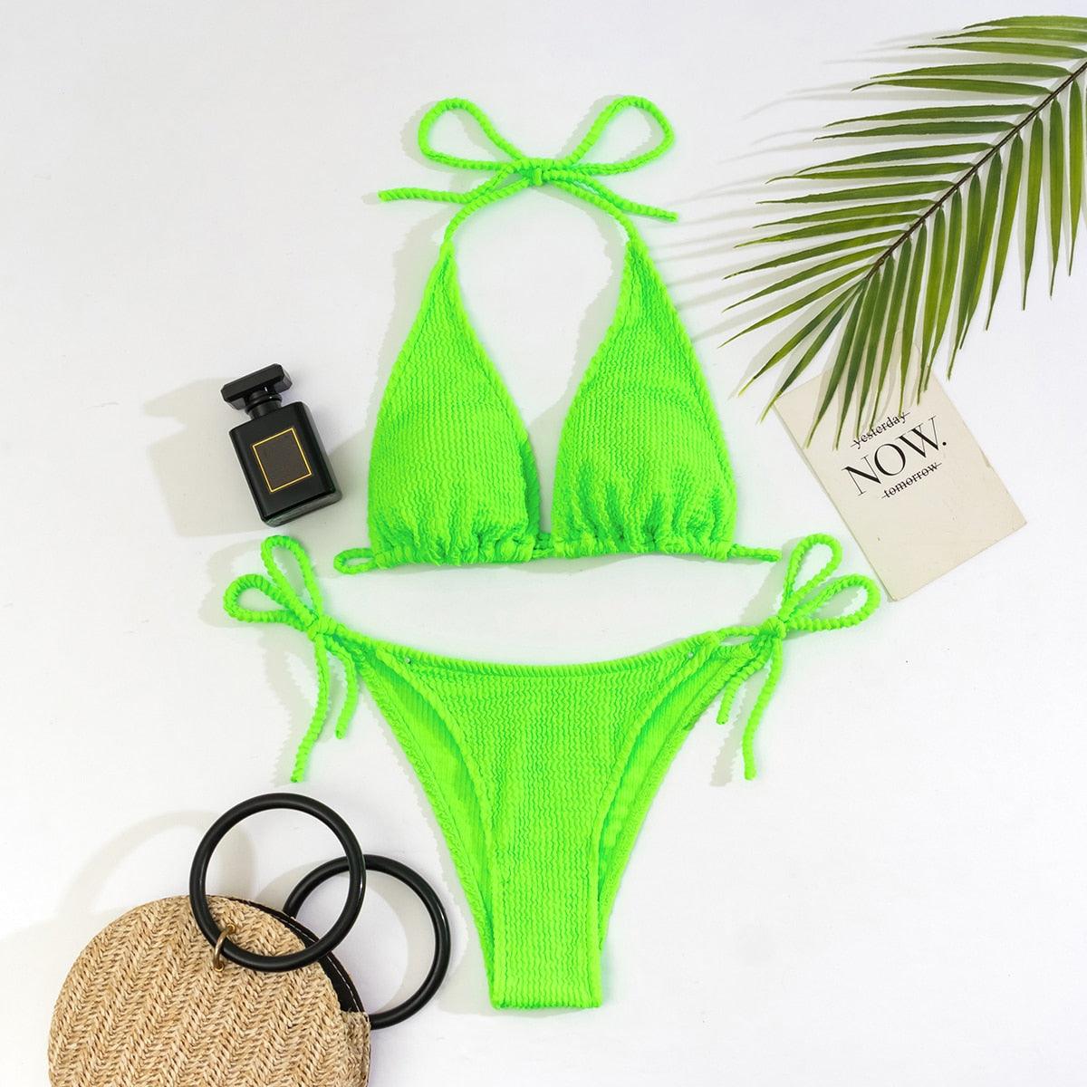 Bikini Push Up Women Swimsuits Female Micro Bikini Set Solid Swimwear Bathing Suit Swimming Suits Women Two-Pieces Swimwear Bikini Set Triangle Swimsuits