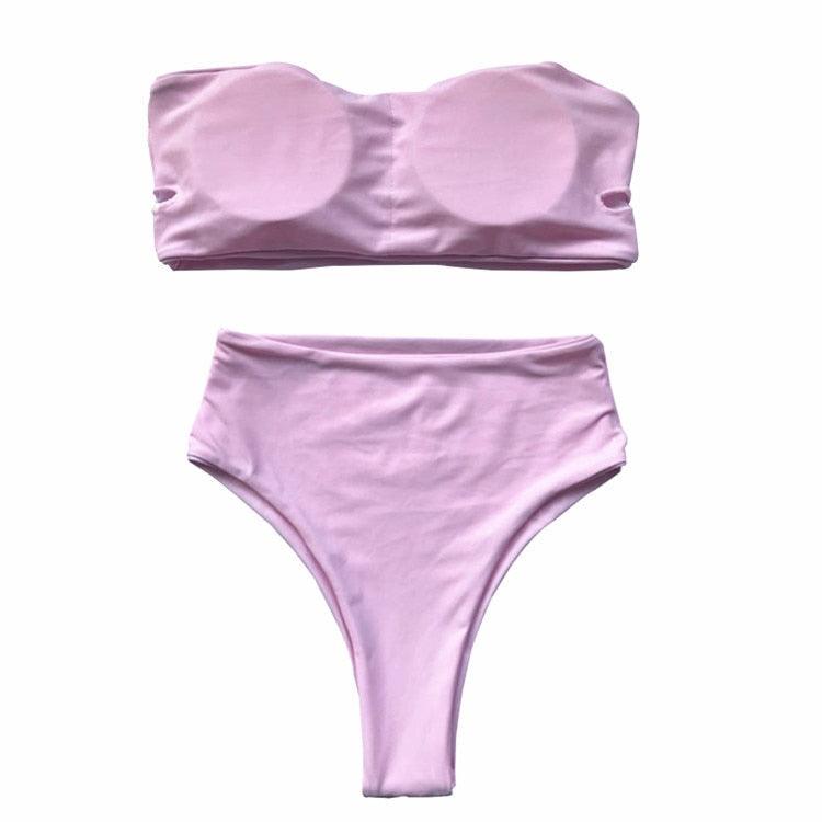 Bikini Set Summer Swimwear Beach Women's Swimsuit Bathing Suit Push Up Brazilian Bikini Women’s Two-Piece  Strapless Padded High Cut Bathing Suit Swimwear