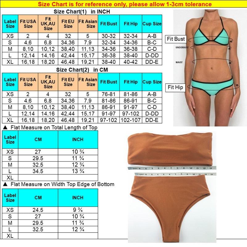 Bikini Set Summer Swimwear Beach Women's Swimsuit Bathing Suit Push Up Brazilian Bikini Women’s Two-Piece  Strapless Padded High Cut Bathing Suit Swimwear