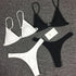 Bikini Set  Swimsuit Small Cup High Cut Style Beach Solid Black White Micro Swimwear Thong Bikinis Women's Micro String Bikini Swimsuits Padded High Cut Bathing Suits