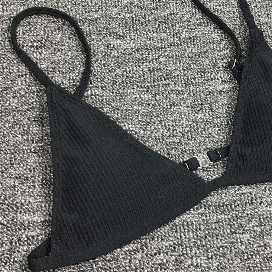 Bikini Set  Swimsuit Small Cup High Cut Style Beach Solid Black White Micro Swimwear Thong Bikinis Women's Micro String Bikini Swimsuits Padded High Cut Bathing Suits