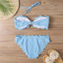 Bikini Set Women  Swimsuit Solid Swimwear Female Summer Beachwear Bathing Suit Women's Ruffle Tie Side Cute Bikini Set High Cut Strapless Padded Solid Bathing Suit