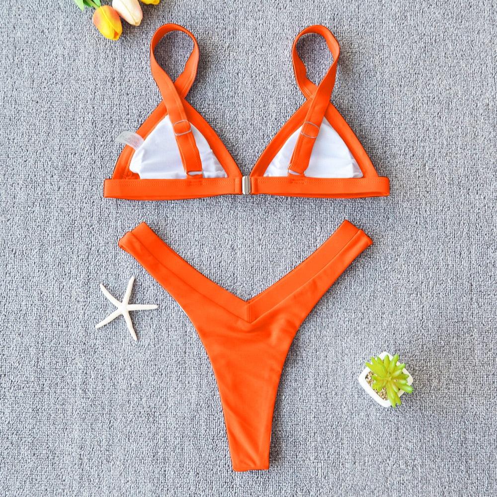 Bikini Solid Swimsuit Women Swimwear Push Up Bikini Set Patchwork  Summer Beach Bathing Suit Swim Wear Halter Bikini Swimsuit Beach Swimming Traveling High Leg Bikini