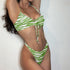 Bikini Swimwear Women Green Swimsuits Bathing Suit Beachwear Women's Ribbed Braided String Bikini Lace Up Swimsuit Square Collar High Cut Bathing Suit