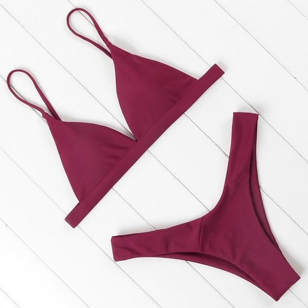 Bikini Swimwear Women Swimsuit Push Up Micro Bikinis Set Swimming Bathing Suit Beachwear Summer Thong Bottom Two Piece Bikini Double Shoulder Straps Cute Swimsuit Triangle Bathing  Bikini