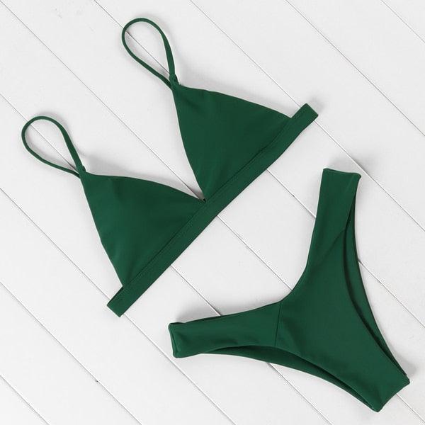 Bikini Swimwear Women Swimsuit Push Up Micro Bikinis Set Swimming Bathing Suit Beachwear Summer Thong Bottom Two Piece Bikini Double Shoulder Straps Cute Swimsuit Triangle Bathing  Bikini