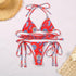 Bikini Triangle Adjust Swimwear Women's Crisscross Halter Bikini Lace Up Back Bandage Two Piece Strappy Bathing Suits G String Thong Swimwear Women Bathing Suit Hollow Out Quality Pleated Swimsuit Female Double-Sided Bikini Set