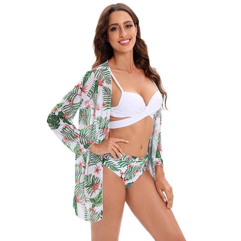 Bikini Women Push Up Swimsuit 3 Piece Bikini Set With Cover Up Women's Fashion 3 Piece Tie Dye Top Bikini Set Swimsuit Cover Up Skirt Swimwear Push Up Bather Swim Wear