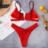 Bikinis Ribbed Swimwear Women's Swimsuit Push Up Bathing Suit Solid Patchwork High Cut Bikini Set Women Padded Push up Bikini Set Halter Two Piece Cross Top Swimsuit Patchwork Bathing Suit