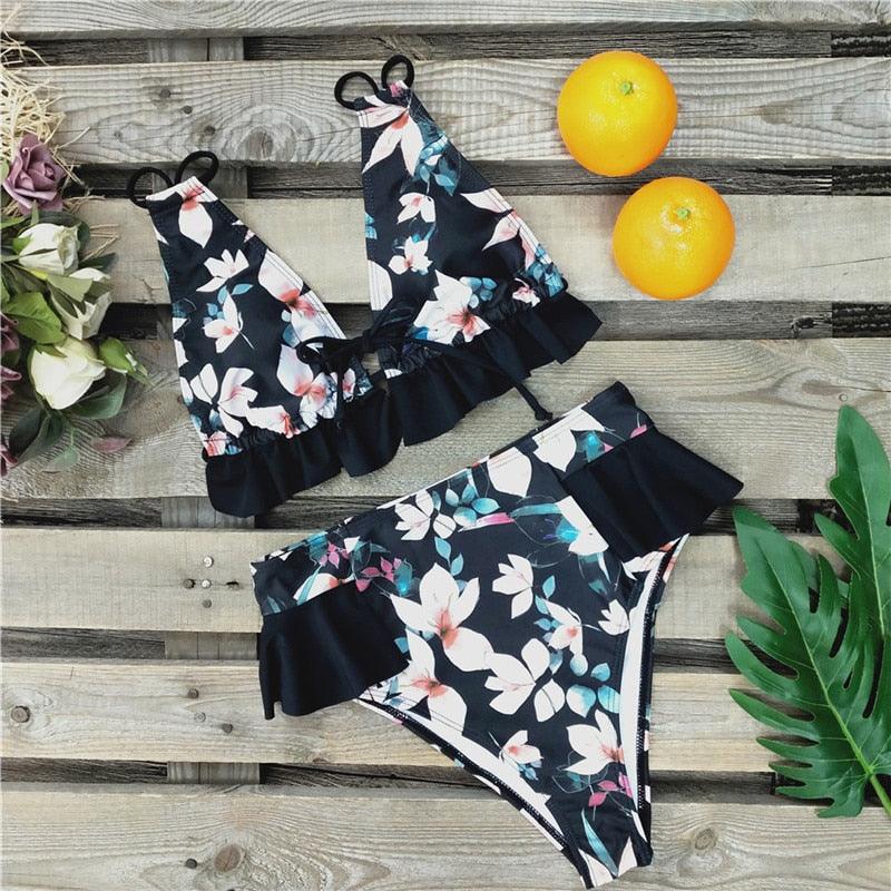 Bikinis Women Swimsuit Padded Swimwear Halter Bikini Set Push Up Beach Wear Two Piece Bikini Swimsuit Bathing Suits Halter Triangle Tops String Bikini Sets  Bathing Suit Swimming