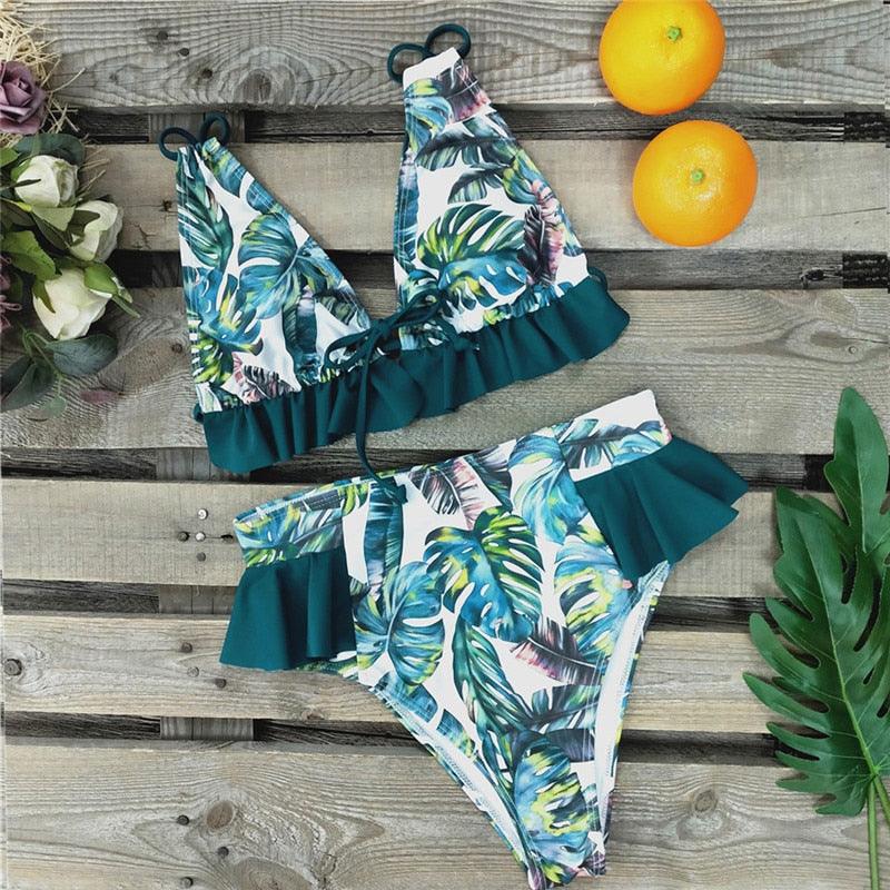 Bikinis Women Swimsuit Padded Swimwear Halter Bikini Set Push Up Beach Wear Two Piece Bikini Swimsuit Bathing Suits Halter Triangle Tops String Bikini Sets  Bathing Suit Swimming