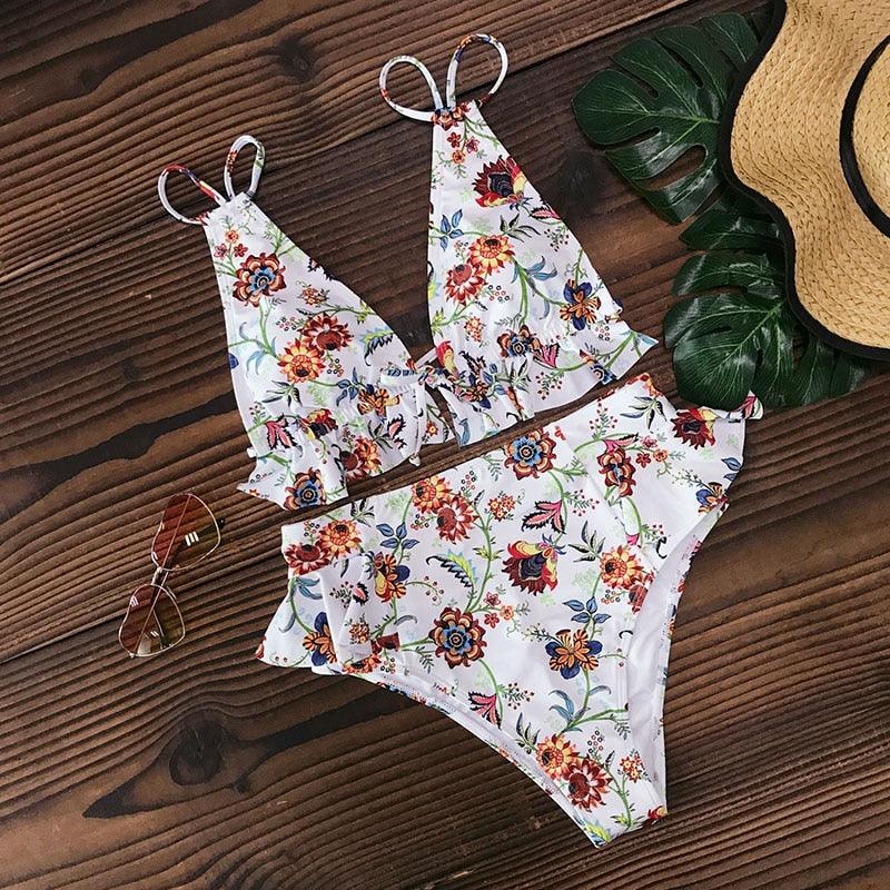 Bikinis Women Swimsuit Padded Swimwear Halter Bikini Set Push Up Beach Wear Two Piece Bikini Swimsuit Bathing Suits Halter Triangle Tops String Bikini Sets  Bathing Suit Swimming