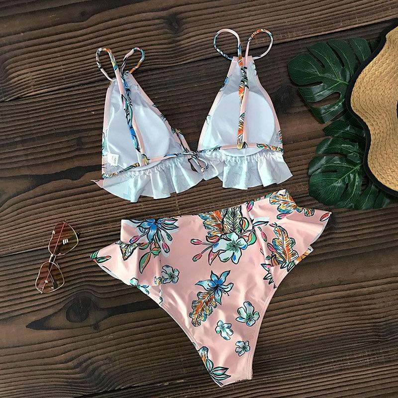 Bikinis Women Swimsuit Padded Swimwear Halter Bikini Set Push Up Beach Wear Two Piece Bikini Swimsuit Bathing Suits Halter Triangle Tops String Bikini Sets  Bathing Suit Swimming