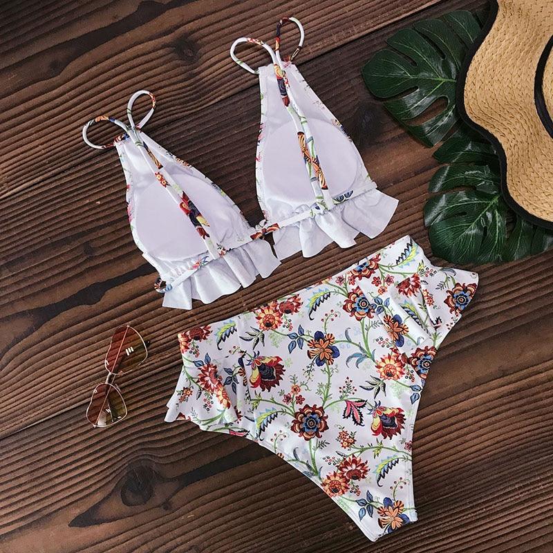 Bikinis Women Swimsuit Padded Swimwear Halter Bikini Set Push Up Beach Wear Two Piece Bikini Swimsuit Bathing Suits Halter Triangle Tops String Bikini Sets  Bathing Suit Swimming