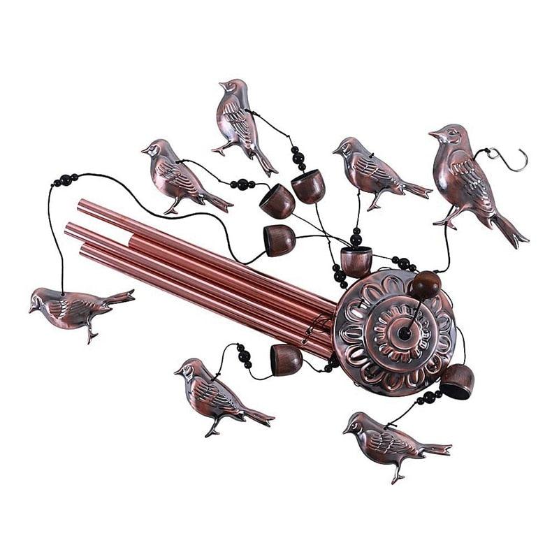 Bird Wind Chimes Waterproof Metal Wind Bells With Aluminum Tubes Bells Deep Tone Memorial Wind Chimes with Hook Smooth Melodic Tones Copper Antique Wind Chime Wall Hanging Home Decoration Romantic Wind Chime For Home