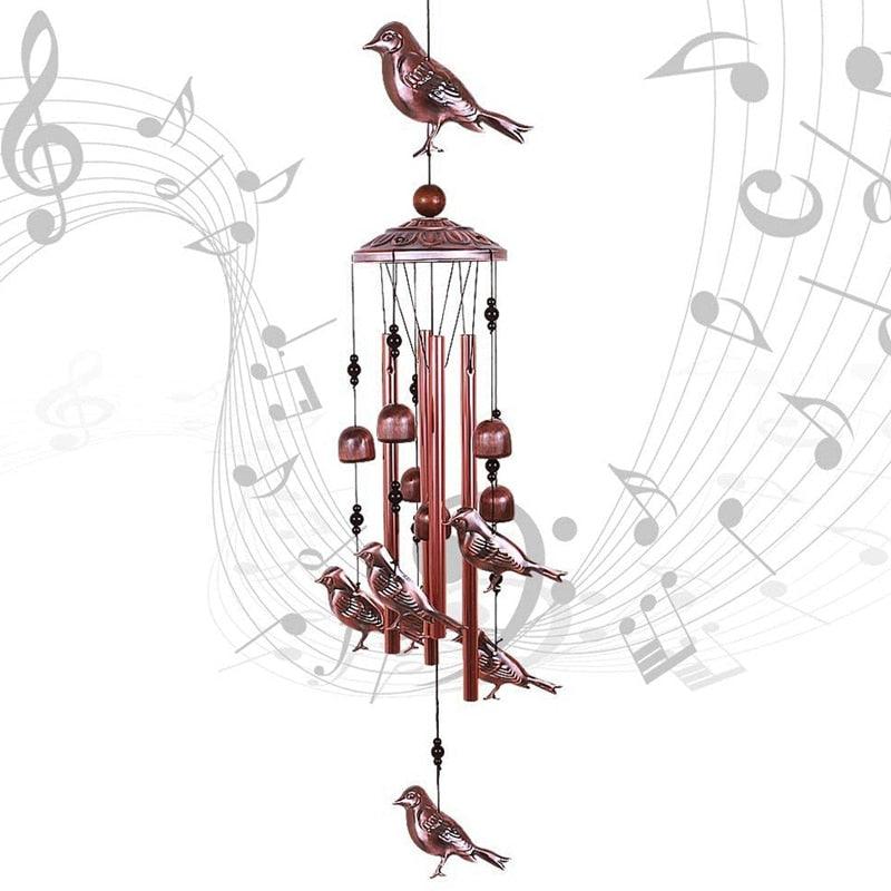 Bird Wind Chimes Waterproof Metal Wind Bells With Aluminum Tubes Bells Deep Tone Memorial Wind Chimes with Hook Smooth Melodic Tones Copper Antique Wind Chime Wall Hanging Home Decoration Romantic Wind Chime For Home