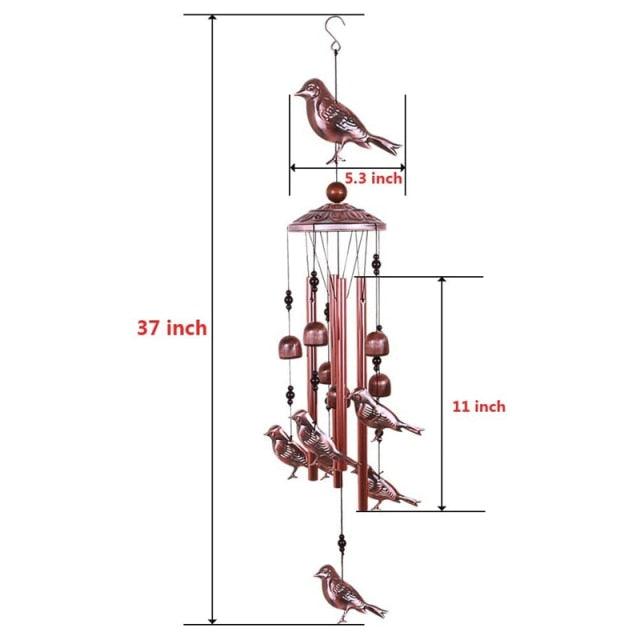 Bird Wind Chimes Waterproof Metal Wind Bells With Aluminum Tubes Bells Deep Tone Memorial Wind Chimes with Hook Smooth Melodic Tones Copper Antique Wind Chime Wall Hanging Home Decoration Romantic Wind Chime For Home