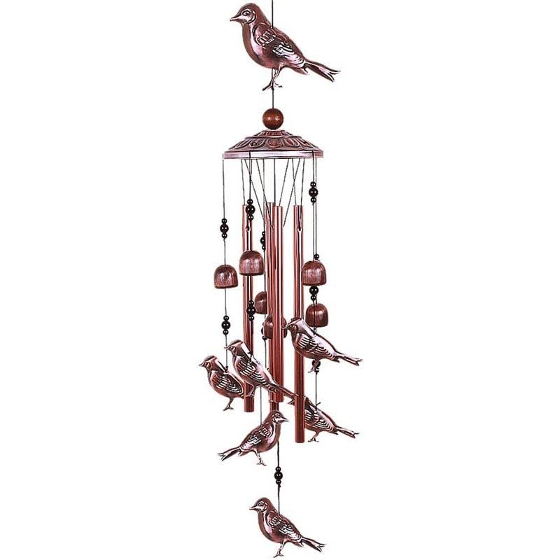 Bird Wind Chimes Waterproof Metal Wind Bells With Aluminum Tubes Bells Deep Tone Memorial Wind Chimes with Hook Smooth Melodic Tones Copper Antique Wind Chime Wall Hanging Home Decoration Romantic Wind Chime For Home