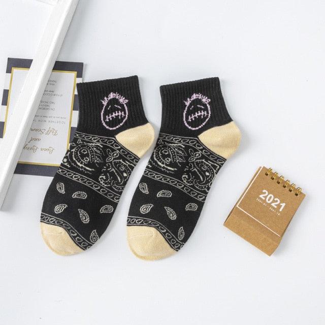 Black And White Embroidery Female Tide Socks Shallow Mouth Summer Cartoon Cow Cute Fashion Boat Socks Unisex Men And Women Cotton Ankle Socks