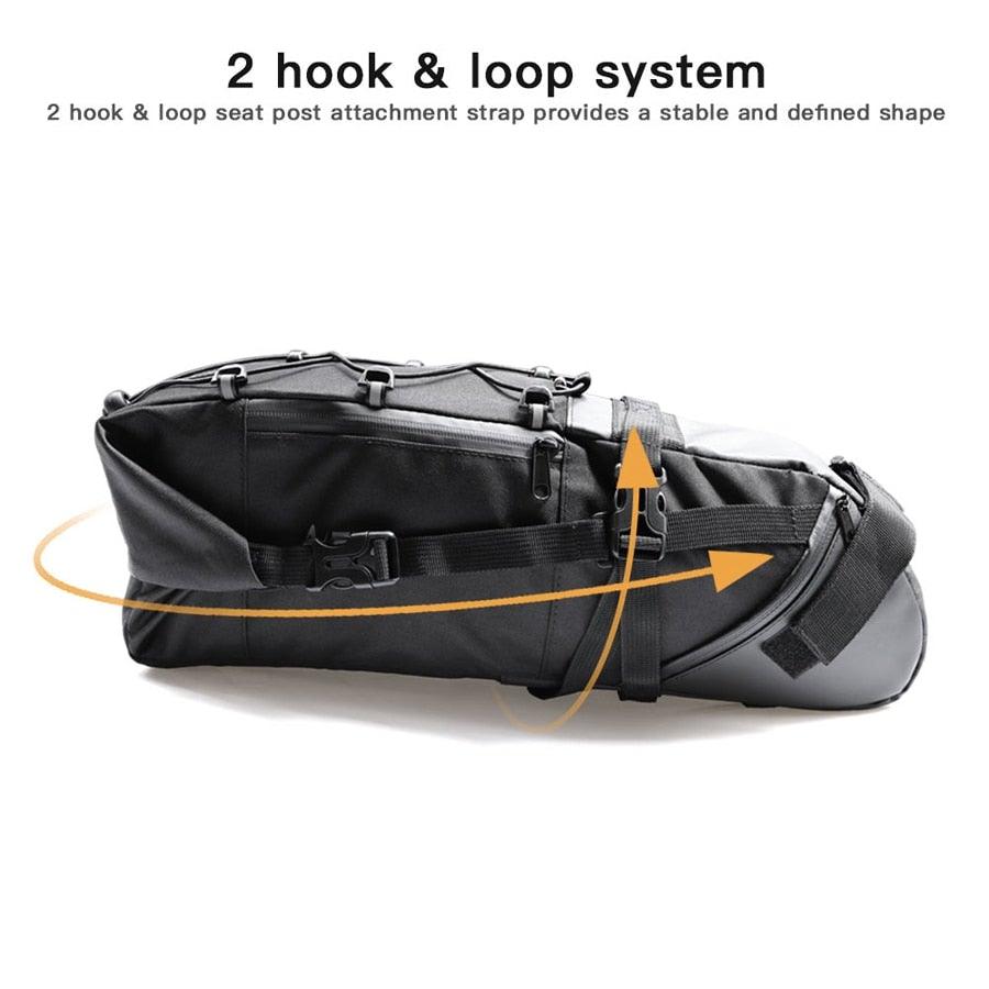 Black Bike Bag Bicycle Bag Cycle Cycling Bike Seat Bag Bags Accessories Waterproof Bike Packing Bags Large Bike Bags Fully Waterproof Bike Bag Under Seat Roll Up Cycling Rear Tail Pack