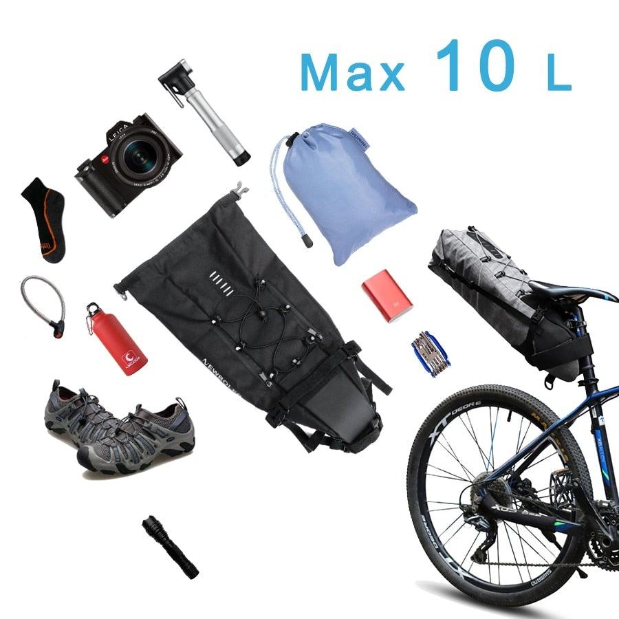 Black Bike Bag Bicycle Bag Cycle Cycling Bike Seat Bag Bags Accessories Waterproof Bike Packing Bags Large Bike Bags Fully Waterproof Bike Bag Under Seat Roll Up Cycling Rear Tail Pack