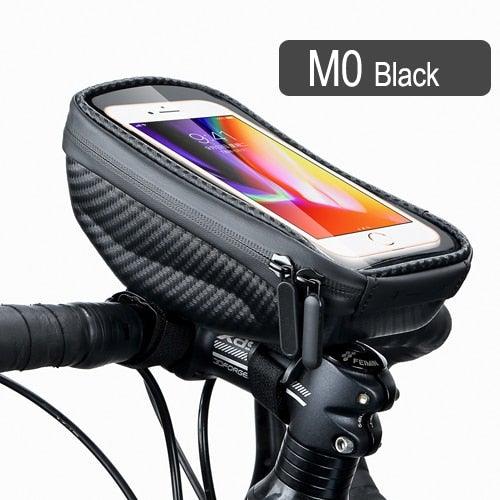 Black Bike Bag Frame Front Top Tube Cycling Bag Waterproof Phone Case Touchscreen Bag  Pack Bicycle Accessories Bike Bicycle Bag Waterproof Bike Phone Mount Bag Front Frame Top Tube Handlebar Bag Touch Screen Holder Case For Cell Phones 6.6in