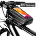 Black Bike Bag Frame Front Top Tube Cycling Bag Waterproof Phone Case Touchscreen Bag  Pack Bicycle Accessories Bike Bicycle Bag Waterproof Bike Phone Mount Bag Front Frame Top Tube Handlebar Bag Touch Screen Holder Case For Cell Phones 6.6in