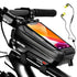 Black Bike Bag Frame Front Top Tube Cycling Bag Waterproof Phone Case Touchscreen Bag  Pack Bicycle Accessories Bike Bicycle Bag Waterproof Bike Phone Mount Bag Front Frame Top Tube Handlebar Bag Touch Screen Holder Case For Cell Phones 6.6in