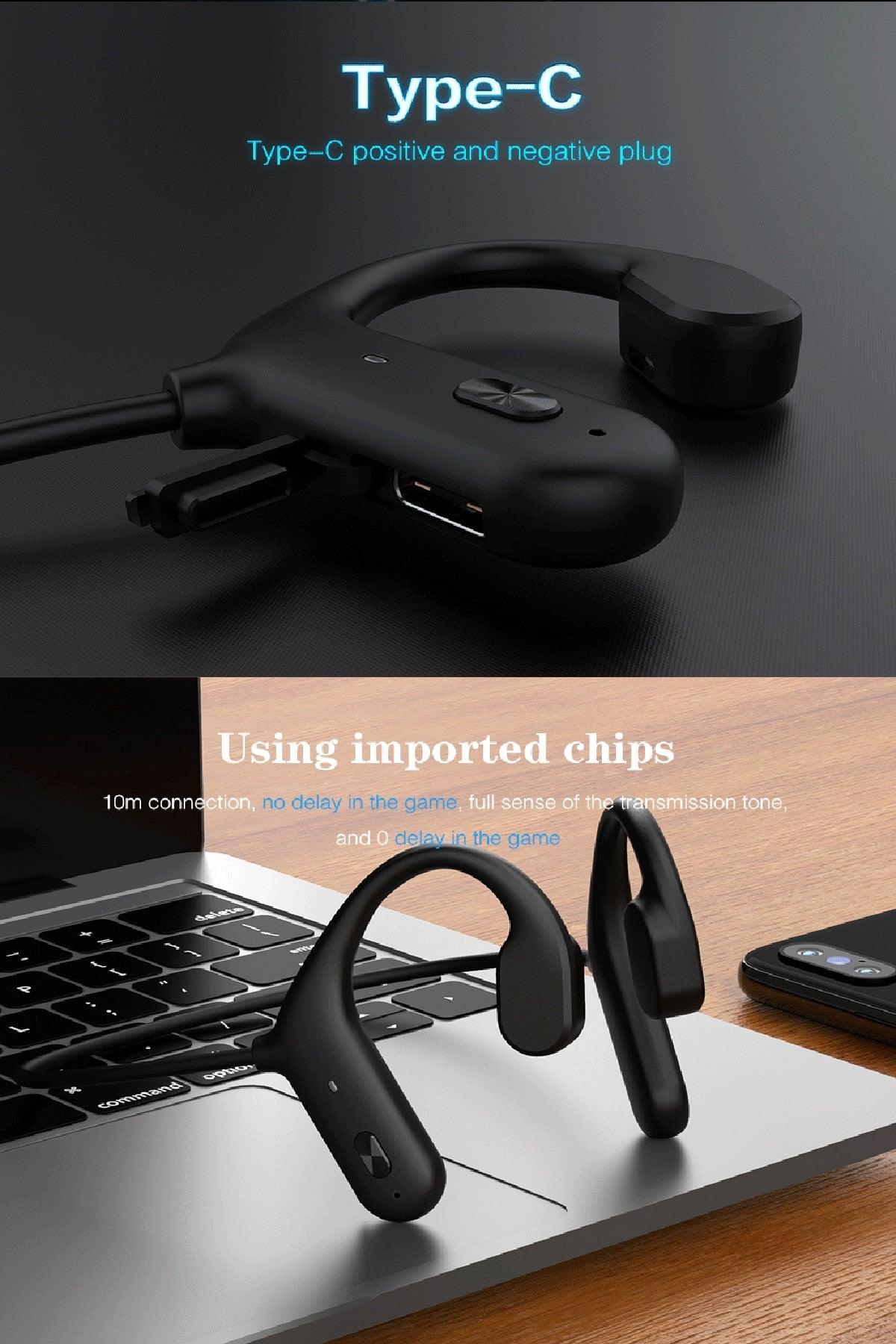 Black Bone Conduction Earphones Wireless Bluetooth 5.0 Waterproof Sports Headphones Noise Reduction Magnetic Headset With Mic Wireless Earbuds With Microphone Bluetooth Headphones Ear Control Hi-Fi Stereo Sound Earphones