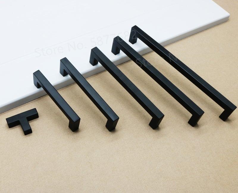 Black Cabinet Handle Square Furniture Hardware Stainless Steel Kitchen Door Knobs Cupboard Wardrobe Drawer Pulls Furniture Handle Drawer Pull Hardware Stainless Steel Kitchen Drawer Pulls Cabinet Handles