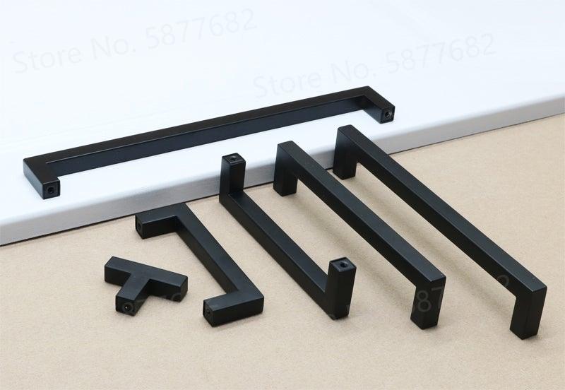 Black Cabinet Handle Square Furniture Hardware Stainless Steel Kitchen Door Knobs Cupboard Wardrobe Drawer Pulls Furniture Handle Drawer Pull Hardware Stainless Steel Kitchen Drawer Pulls Cabinet Handles