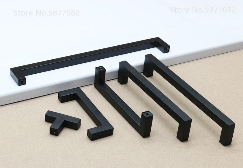 Black Cabinet Handle Square Furniture Hardware Stainless Steel Kitchen Door Knobs Cupboard Wardrobe Drawer Pulls Furniture Handle Drawer Pull Hardware Stainless Steel Kitchen Drawer Pulls Cabinet Handles