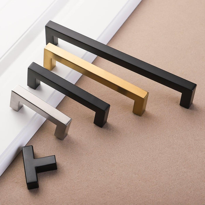 Black Cabinet Handle Square Furniture Hardware Stainless Steel Kitchen Door Knobs Cupboard Wardrobe Drawer Pulls Furniture Handle Drawer Pull Hardware Stainless Steel Kitchen Drawer Pulls Cabinet Handles