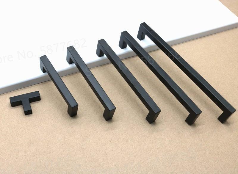 Black Cabinet Handle Square Furniture Hardware Stainless Steel Kitchen Door Knobs Cupboard Wardrobe Drawer Pulls Furniture Handle Drawer Pull Hardware Stainless Steel Kitchen Drawer Pulls Cabinet Handles