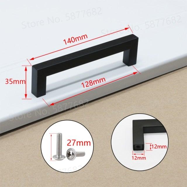 Black Cabinet Handle Square Furniture Hardware Stainless Steel Kitchen Door Knobs Cupboard Wardrobe Drawer Pulls Furniture Handle Drawer Pull Hardware Stainless Steel Kitchen Drawer Pulls Cabinet Handles