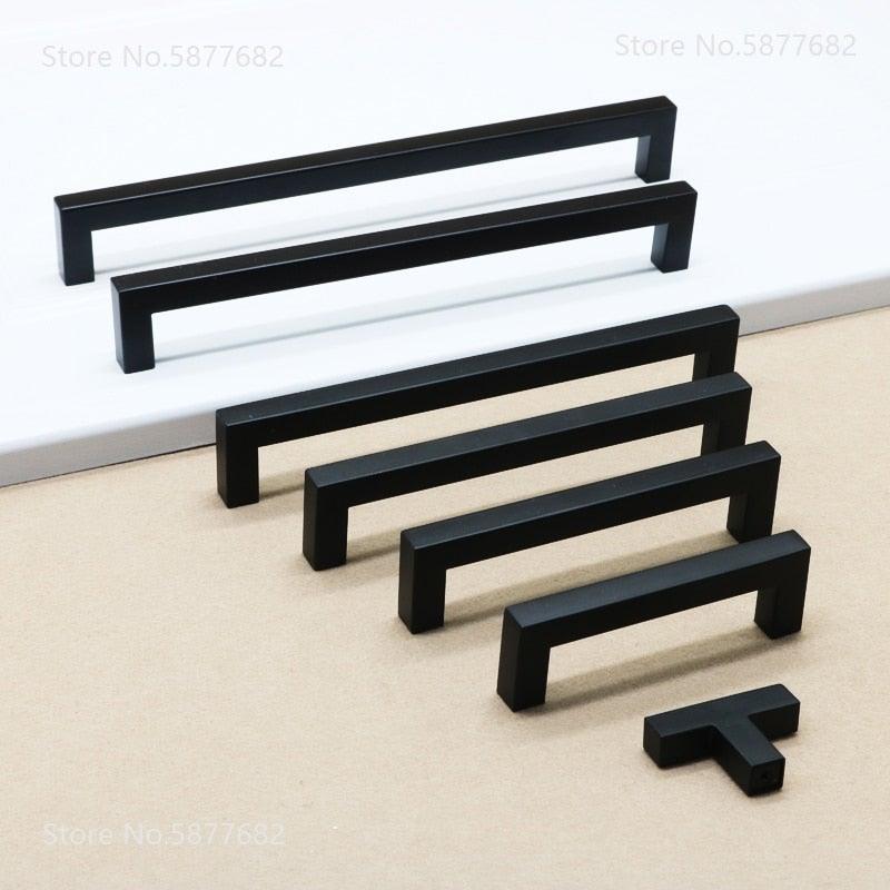 Black Cabinet Handle Square Furniture Hardware Stainless Steel Kitchen Door Knobs Cupboard Wardrobe Drawer Pulls Furniture Handle Drawer Pull Hardware Stainless Steel Kitchen Drawer Pulls Cabinet Handles