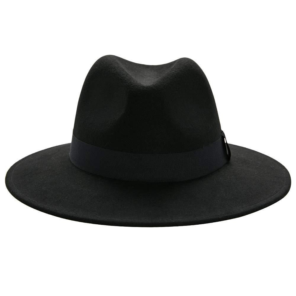 Black Fedora Hat Unisex Wide Brim Hat Autumn Winter Fedora Hat Wide Cap Winter Wool Classic Hat Men Elegant Gentleman Hat For Party