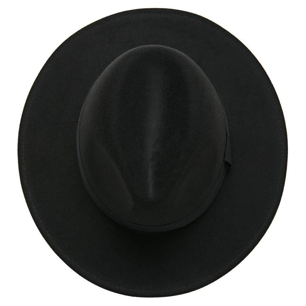 Black Fedora Hat Unisex Wide Brim Hat Autumn Winter Fedora Hat Wide Cap Winter Wool Classic Hat Men Elegant Gentleman Hat For Party