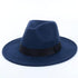 Black Fedora Hat Unisex Wide Brim Hat Autumn Winter Fedora Hat Wide Cap Winter Wool Classic Hat Men Elegant Gentleman Hat For Party