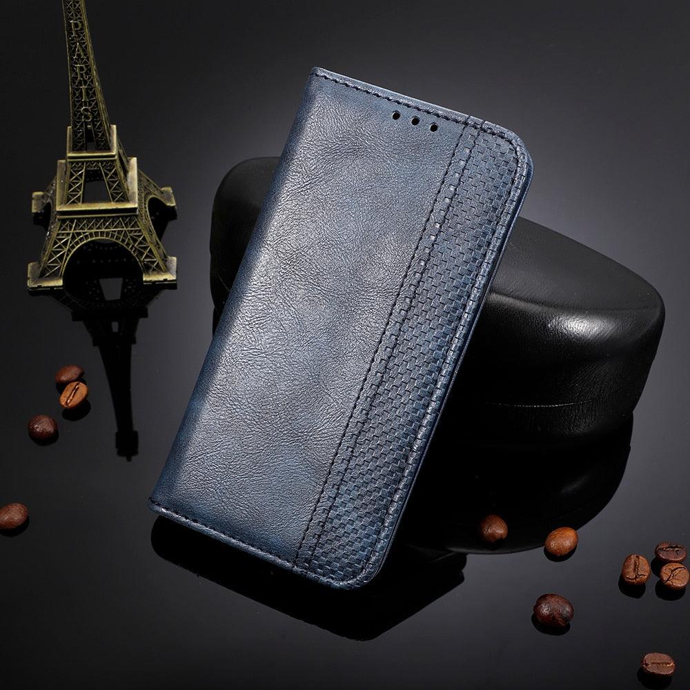 Black Leather Case for iPhone 11 12 13 14 Pro XS Max XR X 8 7 6S 6 Plus Magnet Flip Case Cover For iPhone Business Wallet Leather Case with Magnetic Flip Card Holder Kickstand Full Body Protective Anti-Drop Phone Case