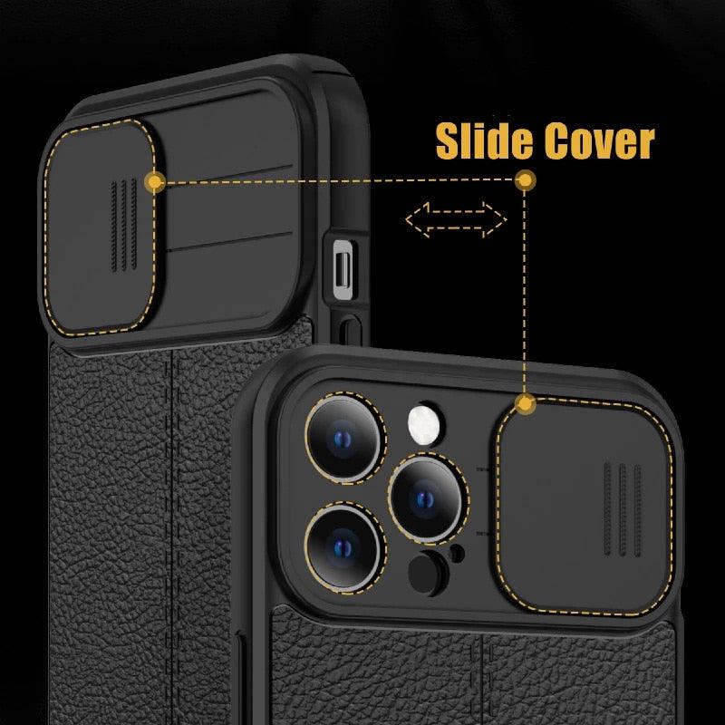 Black Leather Shockproof Phone Case on iPhone 13 11 12 14 Pro Max XR XS Max 14 Plus Camera Lens Protection Soft Back Cover Silky-Soft Touch Full-Body Protective Case Shockproof Cover