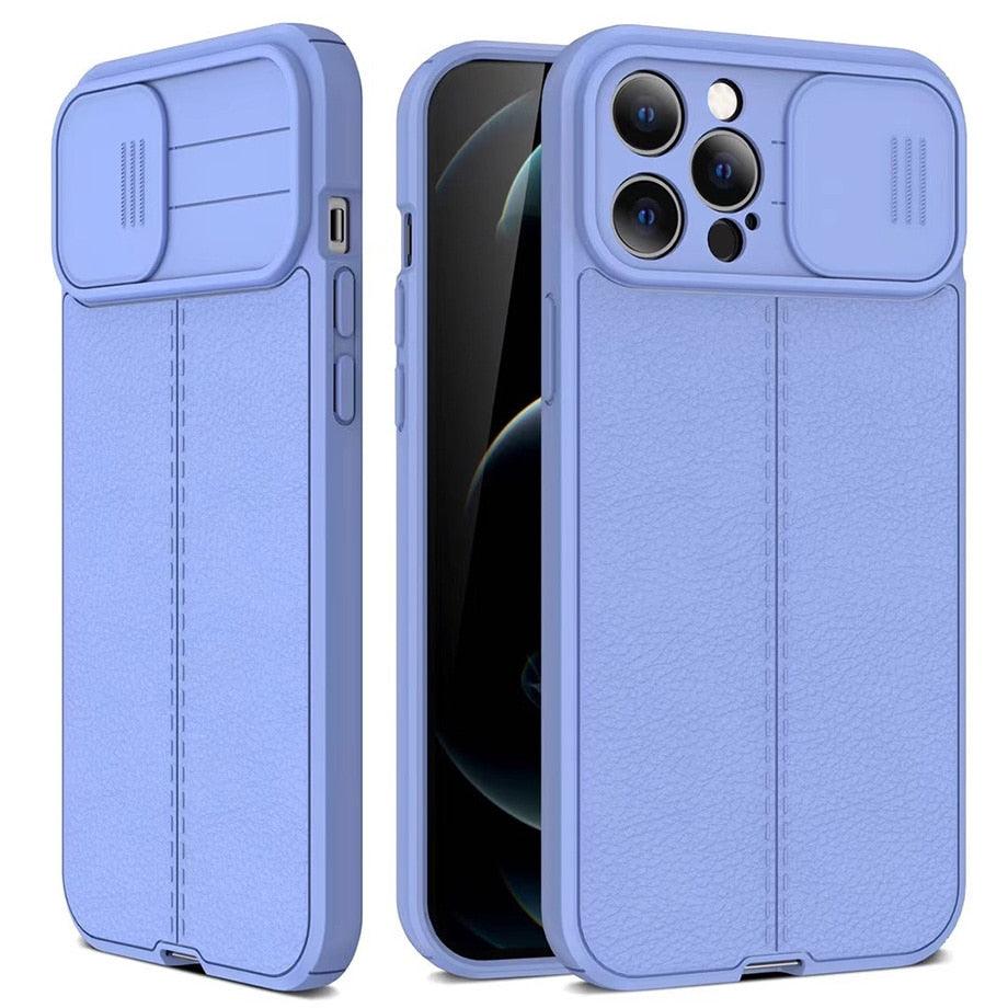 Black Leather Shockproof Phone Case on iPhone 13 11 12 14 Pro Max XR XS Max 14 Plus Camera Lens Protection Soft Back Cover Silky-Soft Touch Full-Body Protective Case Shockproof Cover