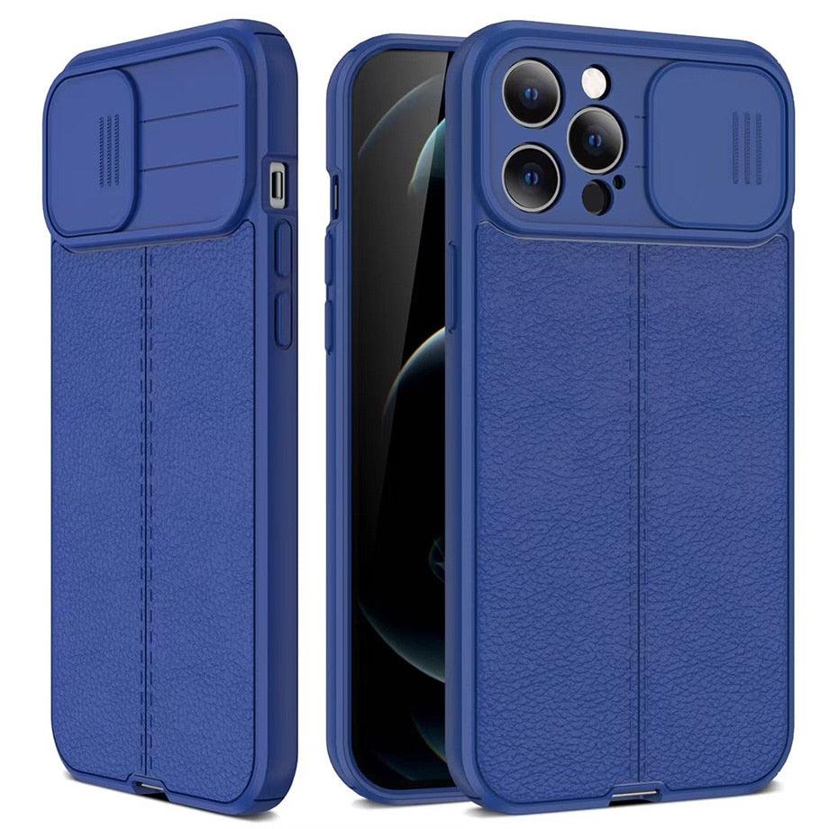 Black Leather Shockproof Phone Case on iPhone 13 11 12 14 Pro Max XR XS Max 14 Plus Camera Lens Protection Soft Back Cover Silky-Soft Touch Full-Body Protective Case Shockproof Cover