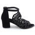 Black Luxury Style Women Summer Sandals Hollow Out Leather Rhinestones Thick Heel Zipper Sandals Beach Sandals Rhinestone Hollow Out Non Slip Breathable Casual Rhinestone Summer Fashion Comfy Sandals